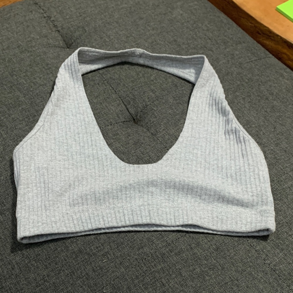 Missguided Gray Ribbed Crop Top